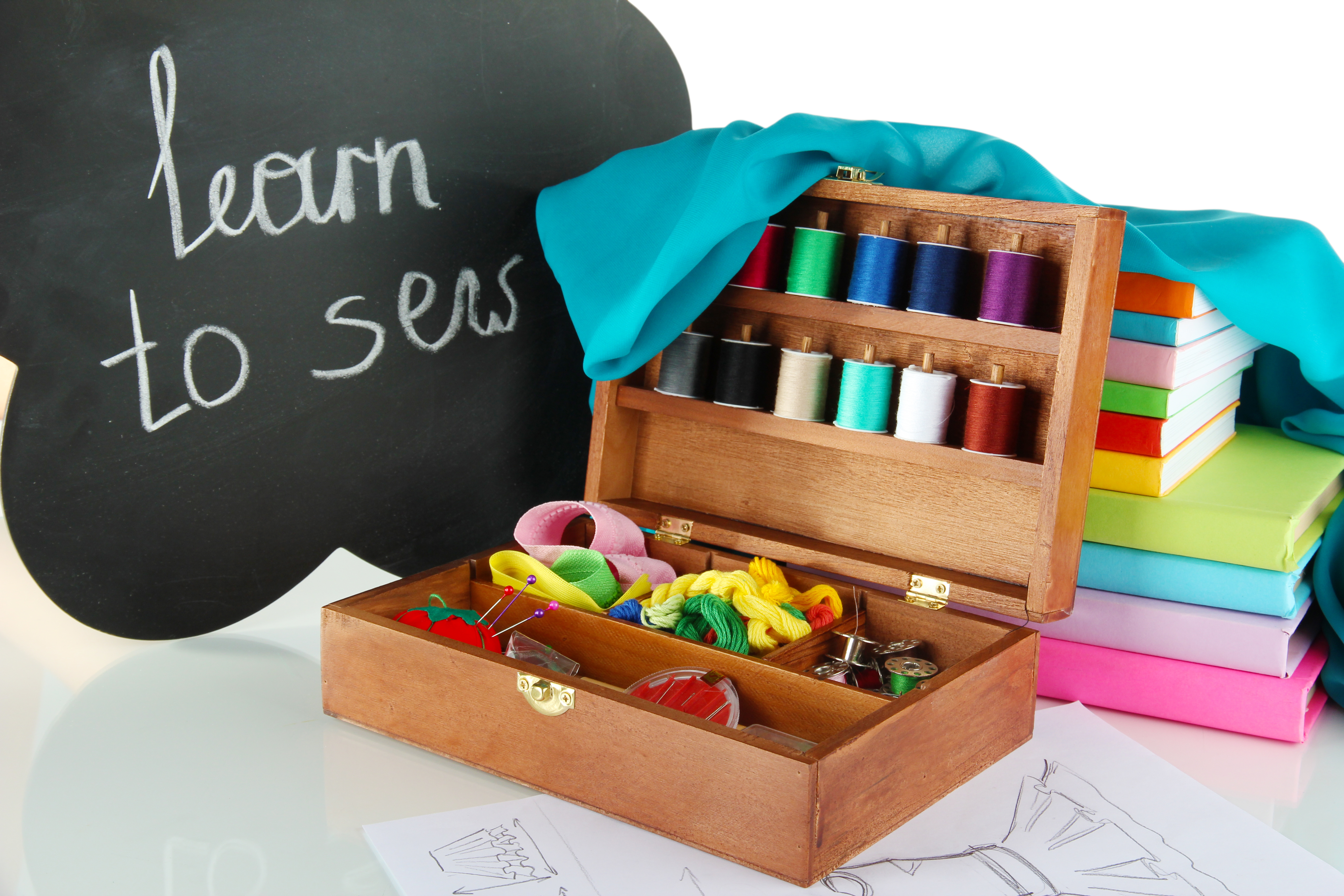 learn to sew stock image