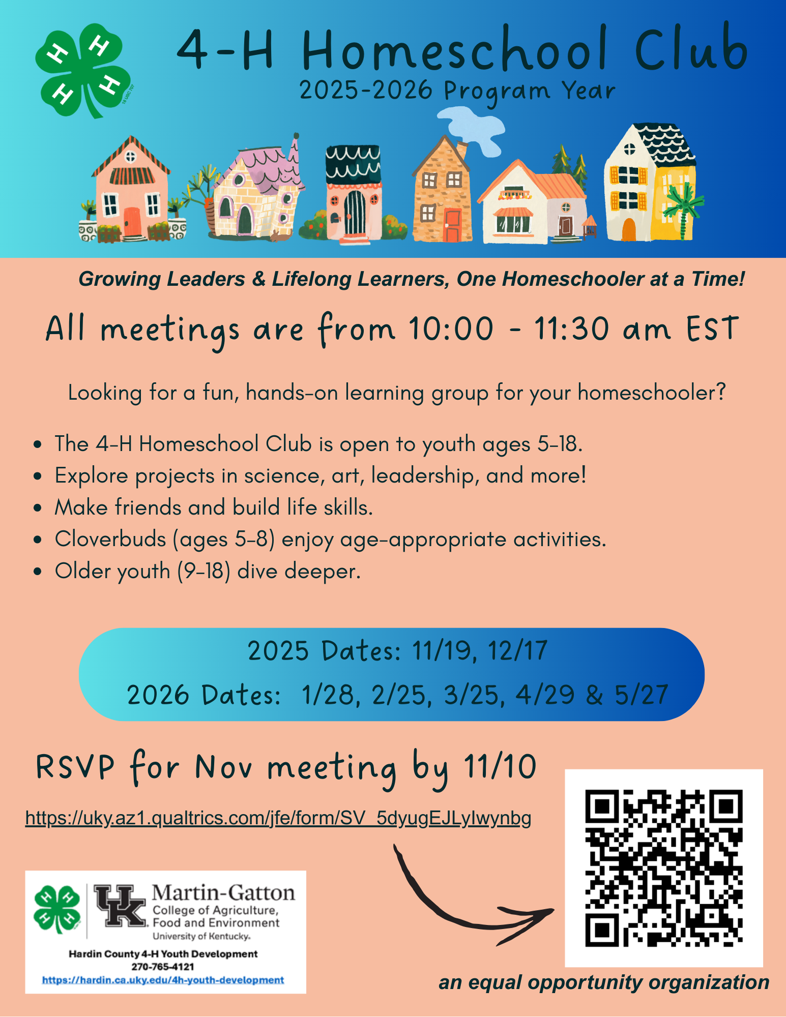 homeschool club november flyer